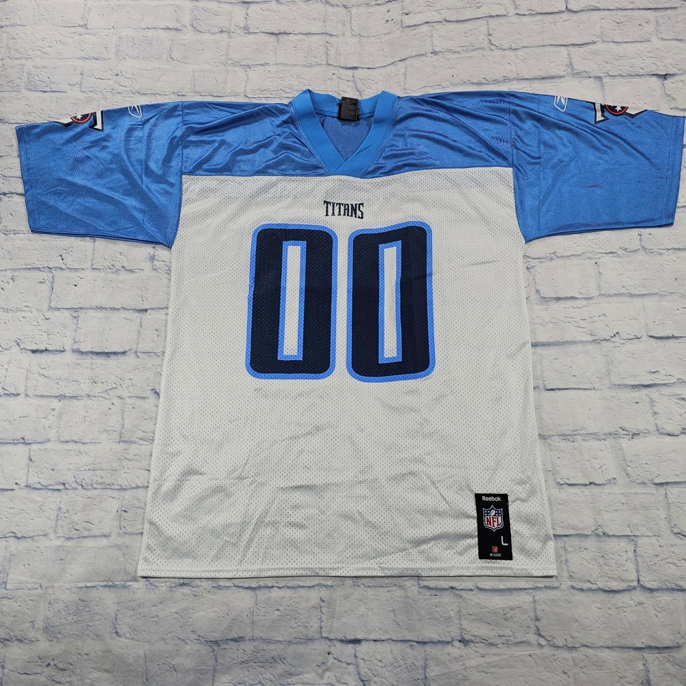 Tennessee Titans Reebok Football Jersey MENS L Blue White 00 NFL Mesh Blank